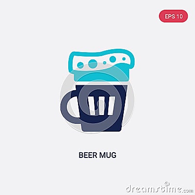 Two color beer mug vector icon from drinks concept. isolated blue beer mug vector sign symbol can be use for web, mobile and logo Vector Illustration