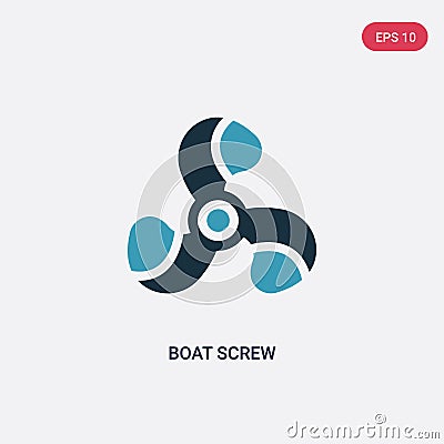 Two color boat screw vector icon from nautical concept. isolated blue boat screw vector sign symbol can be use for web, mobile and Vector Illustration