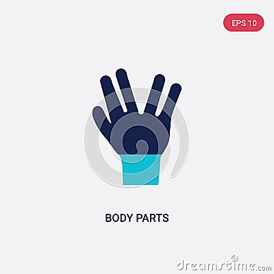 Two color body parts vector icon from gestures concept. isolated blue body parts vector sign symbol can be use for web, mobile and Vector Illustration