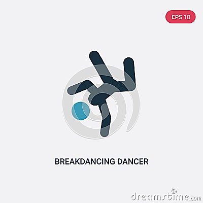 Two color breakdancing dancer vector icon from sports concept. isolated blue breakdancing dancer vector sign symbol can be use for Vector Illustration