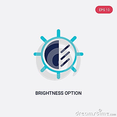 Two color brightness option vector icon from electronic stuff fill concept. isolated blue brightness option vector sign symbol can Vector Illustration