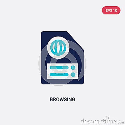 Two color browsing vector icon from literature concept. isolated blue browsing vector sign symbol can be use for web, mobile and Vector Illustration
