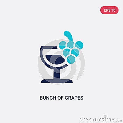 Two color bunch of grapes vector icon from drinks concept. isolated blue bunch of grapes vector sign symbol can be use for web, Vector Illustration