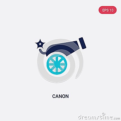 Two color canon vector icon from army concept. isolated blue canon vector sign symbol can be use for web, mobile and logo. eps 10 Vector Illustration