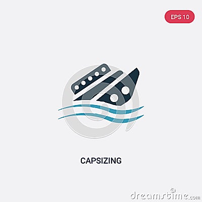 Two color capsizing vector icon from nautical concept. isolated blue capsizing vector sign symbol can be use for web, mobile and Vector Illustration