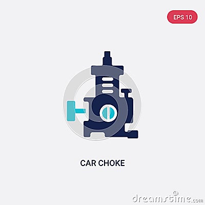 Two color car choke vector icon from car parts concept. isolated blue car choke vector sign symbol can be use for web, mobile and Vector Illustration