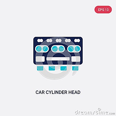 Two color car cylinder head vector icon from car parts concept. isolated blue car cylinder head vector sign symbol can be use for Vector Illustration