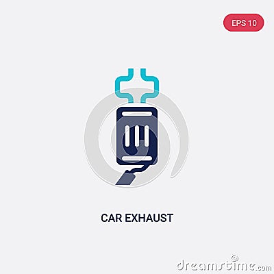 Two color car exhaust vector icon from car parts concept. isolated blue car exhaust vector sign symbol can be use for web, mobile Vector Illustration