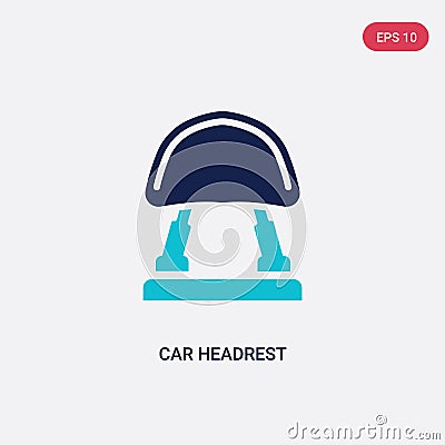Two color car headrest vector icon from car parts concept. isolated blue car headrest vector sign symbol can be use for web, Vector Illustration