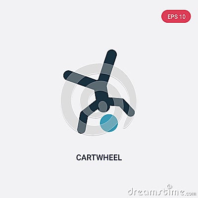 Two color cartwheel vector icon from sports concept. isolated blue cartwheel vector sign symbol can be use for web, mobile and Vector Illustration