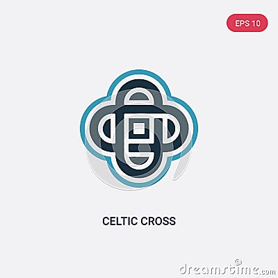 Two color celtic cross vector icon from religion concept. isolated blue celtic cross vector sign symbol can be use for web, mobile Vector Illustration