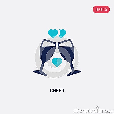 Two color cheer vector icon from love & wedding concept. isolated blue cheer vector sign symbol can be use for web, mobile and Vector Illustration