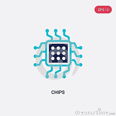 Two color chips vector icon from computer concept. isolated blue chips vector sign symbol can be use for web, mobile and logo. eps Vector Illustration