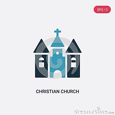 Two color christian church vector icon from shapes and symbols concept. isolated blue christian church vector sign symbol can be Vector Illustration