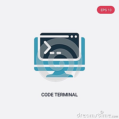 Two color code terminal vector icon from programming concept. isolated blue code terminal vector sign symbol can be use for web, Vector Illustration