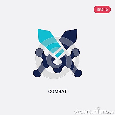 Two color combat vector icon from army and war concept. isolated blue combat vector sign symbol can be use for web, mobile and Vector Illustration