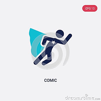 two color comic vector icon from activity and hobbies concept. isolated blue comic vector sign symbol can be use for web, mobile Vector Illustration