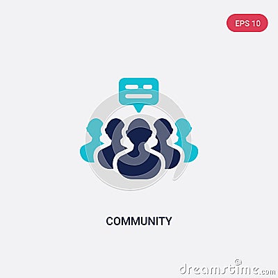 Two color community vector icon from blogger and influencer concept. isolated blue community vector sign symbol can be use for web Vector Illustration