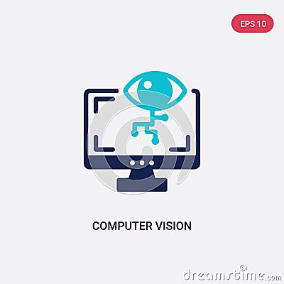 Two color computer vision vector icon from general-1 concept. isolated blue computer vision vector sign symbol can be use for web Vector Illustration