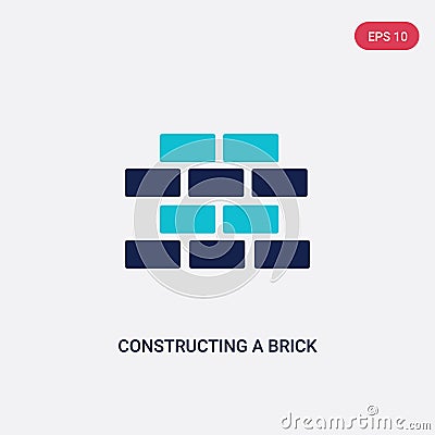 Two color constructing a brick wall vector icon from construction concept. isolated blue constructing a brick wall vector sign Vector Illustration