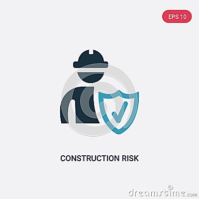 Two color construction risk vector icon from insurance concept. isolated blue construction risk vector sign symbol can be use for Vector Illustration