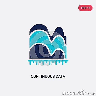 Two color continuous data graphic wave chart vector icon from business concept. isolated blue continuous data graphic wave chart Vector Illustration