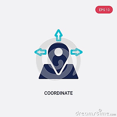 Two color coordinate vector icon from general-1 concept. isolated blue coordinate vector sign symbol can be use for web, mobile Vector Illustration