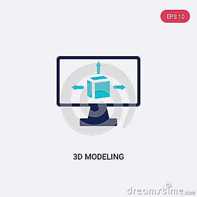 Two color 3d modeling vector icon from general-1 concept. isolated blue 3d modeling vector sign symbol can be use for web, mobile Vector Illustration