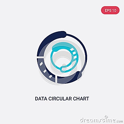 Two color data circular chart vector icon from business and finance concept. isolated blue data circular chart vector sign symbol Vector Illustration