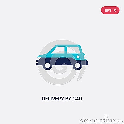 Two color delivery by car vector icon from delivery and logistics concept. isolated blue delivery by car vector sign symbol can be Vector Illustration