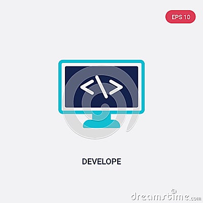 Two color develope vector icon from computer concept. isolated blue develope vector sign symbol can be use for web, mobile and Vector Illustration