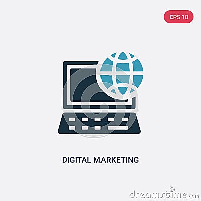 Two color digital marketing vector icon from social media marketing concept. isolated blue digital marketing vector sign symbol Vector Illustration