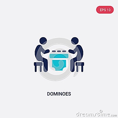 two color dominoes vector icon from activity and hobbies concept. isolated blue dominoes vector sign symbol can be use for web, Vector Illustration