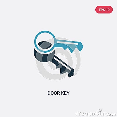 Two color door key vector icon from smart home concept. isolated blue door key vector sign symbol can be use for web, mobile and Vector Illustration