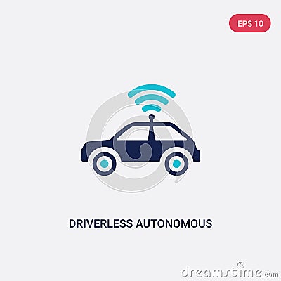 Two color driverless autonomous car vector icon from artificial intellegence concept. isolated blue driverless autonomous car Vector Illustration