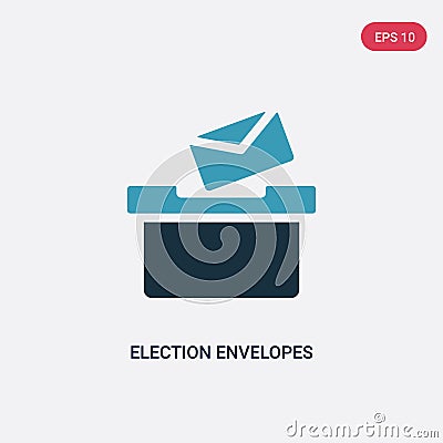 Two color election envelopes and box vector icon from political concept. isolated blue election envelopes and box vector sign Vector Illustration