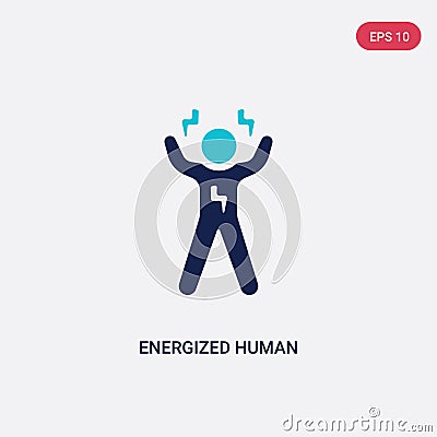 Two color energized human vector icon from feelings concept. isolated blue energized human vector sign symbol can be use for web, Vector Illustration