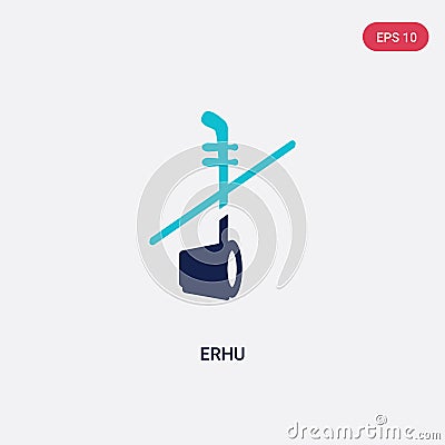 Two color erhu vector icon from asian concept. isolated blue erhu vector sign symbol can be use for web, mobile and logo. eps 10 Vector Illustration