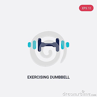 Two color exercising dumbbell vector icon from gym and fitness concept. isolated blue exercising dumbbell vector sign symbol can Vector Illustration