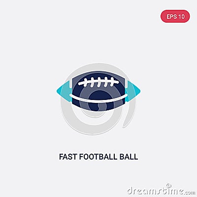 Two color fast football ball vector icon from american football concept. isolated blue fast football ball vector sign symbol can Vector Illustration