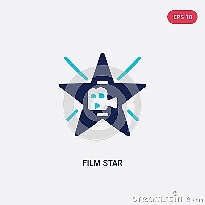 Two color film star vector icon from cinema concept. isolated blue film star vector sign symbol can be use for web, mobile and Vector Illustration