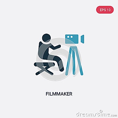 Two color filmmaker vector icon from people skills concept. isolated blue filmmaker vector sign symbol can be use for web, mobile Vector Illustration