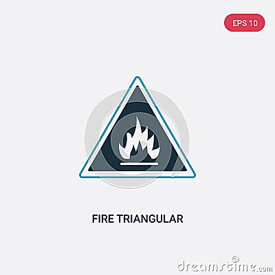 Two color fire triangular vector icon from signs concept. isolated blue fire triangular vector sign symbol can be use for web, Vector Illustration