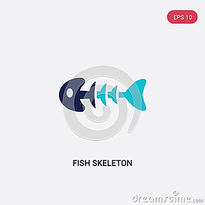 Two color fish skeleton vector icon from drinks concept. isolated blue fish skeleton vector sign symbol can be use for web, mobile Vector Illustration