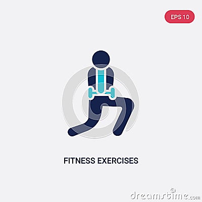 Two color fitness exercises vector icon from humans concept. isolated blue fitness exercises vector sign symbol can be use for web Vector Illustration