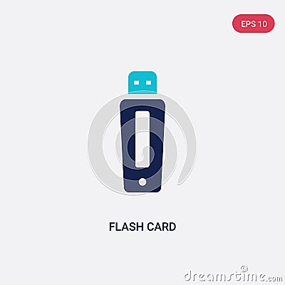Two color flash card vector icon from hardware concept. isolated blue flash card vector sign symbol can be use for web, mobile and Vector Illustration