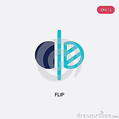 Two color flip vector icon from geometric figure concept. isolated blue flip vector sign symbol can be use for web, mobile and Vector Illustration