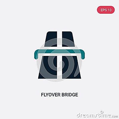 Two color flyover bridge vector icon from maps and flags concept. isolated blue flyover bridge vector sign symbol can be use for Vector Illustration