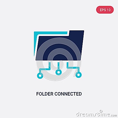 Two color folder connected circuit vector icon from computer concept. isolated blue folder connected circuit vector sign symbol Vector Illustration