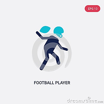 Two color football player vector icon from american football concept. isolated blue football player vector sign symbol can be use Vector Illustration